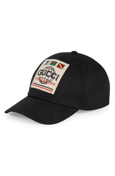 Shop Gucci Worldwide Baseball Cap In Black