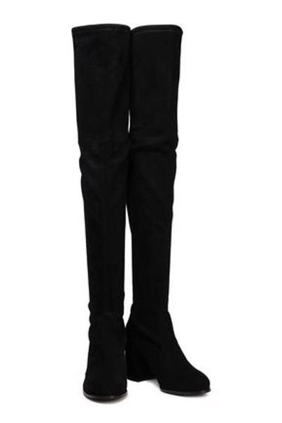 Stuart Weitzman Accordion Over-the-knee Suede Boots In Black