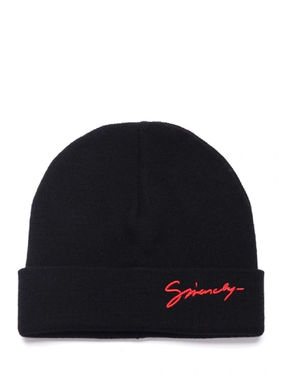 Shop Givenchy Logo Embroidered Beanie In Black