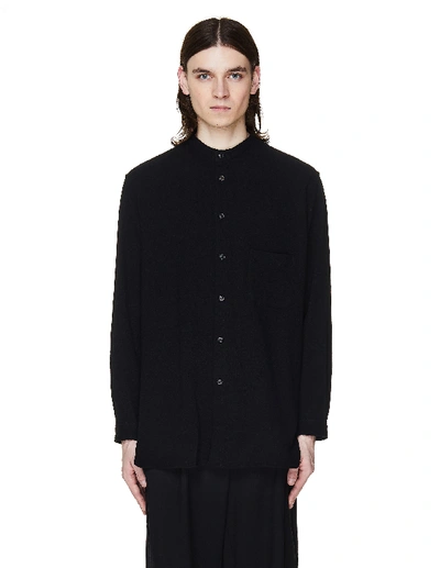 Shop Yohji Yamamoto Black Wool Shirt