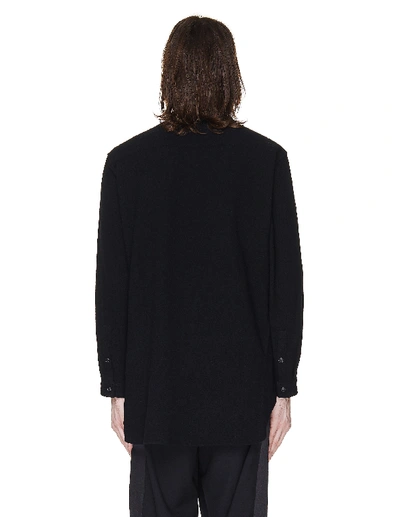 Shop Yohji Yamamoto Black Wool Shirt