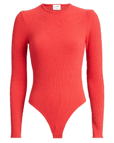 Shop Re/done 60's Rib Knit Bodysuit In Coral