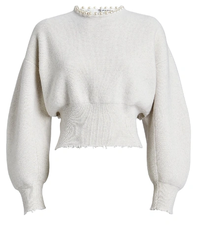 Shop Alexander Wang Pearl Necklace Wool-cashmere Sweater In Ivory