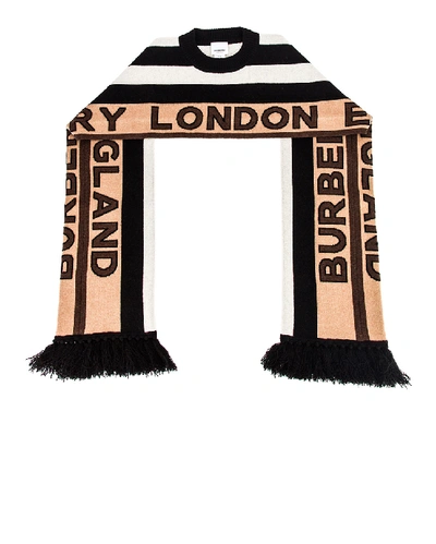 Shop Burberry Bb Football Scarf In Briddle Brown