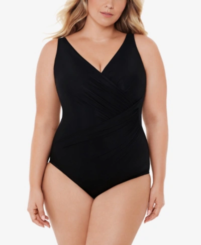 Shop Miraclesuit Plus Size Oceanus One-piece Swimsuit In Black