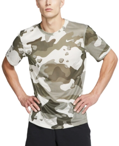 Shop Nike Men's Dri-fit Camo Training T-shirt In Ltbone