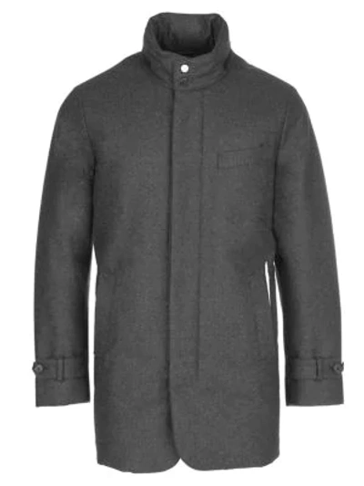 Shop Norwegian Wool Slim-fit Hooded Wool Down Car Coat In Charcoal