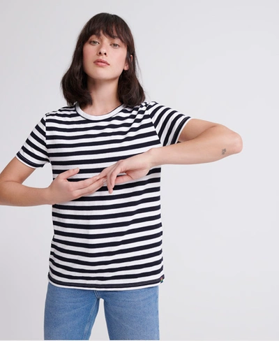 Shop Superdry Taylor Textured Stripe T-shirt In Navy