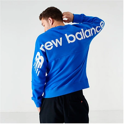 Shop New Balance Men's Sport Style Optiks Crewneck Sweatshirt In Blue