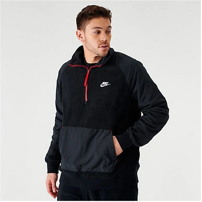 Shop Nike Men's Sportswear Winterized Fleece Half-zip Hoodie In Black