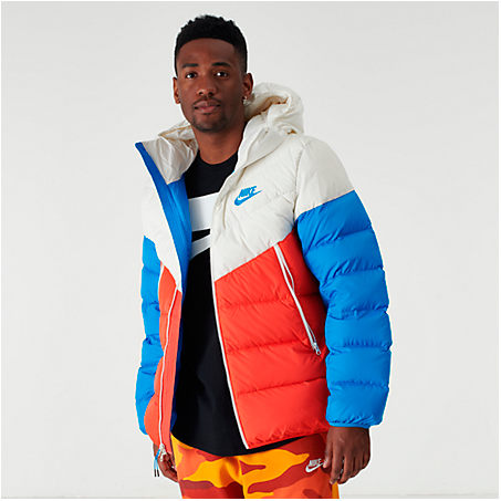 nike down filled hooded jacket in red