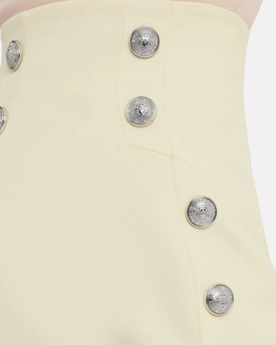 Shop Balmain High-waist Grain De Poudre Skirt In Ivory