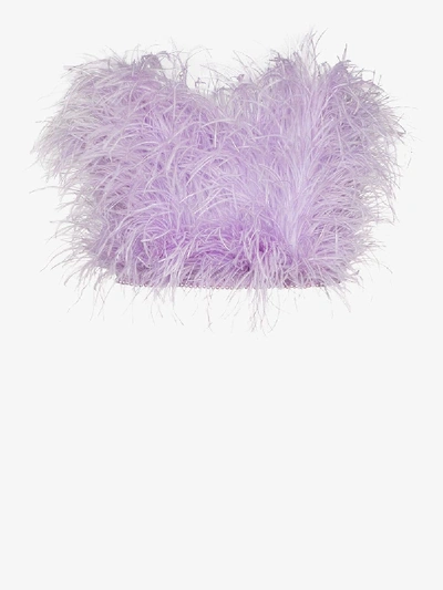 Shop Attico Ostrich Feather Bandeau Top In Purple