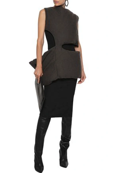 Shop Rick Owens Cutout Camel Hair And Linen-blend Down Tunic In Gray