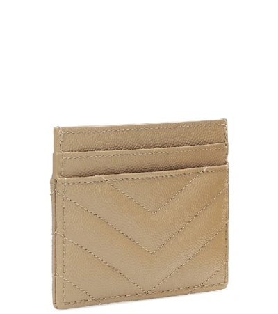 Shop Saint Laurent Monogram Leather Card Holder In Brown