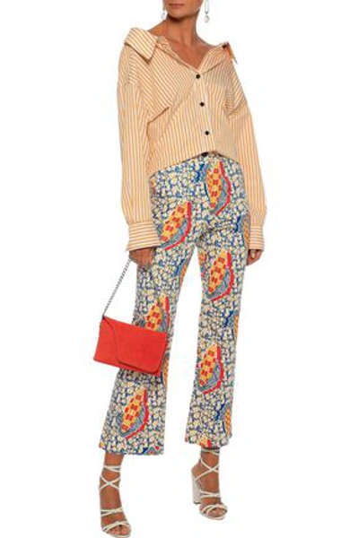 Shop Stella Jean Printed Cotton-blend Poplin Straight-leg Pants In Marigold