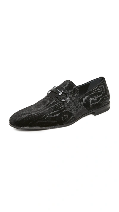 Shop Ferragamo Schwartz Velvet Loafers In Black