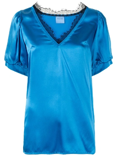 Macgraw Shadow Lace-detail Blouse In Blue