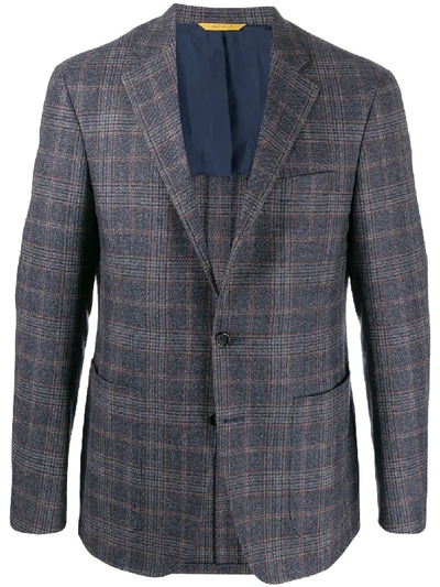 Shop Canali Fitted Checked Blazer In Blue