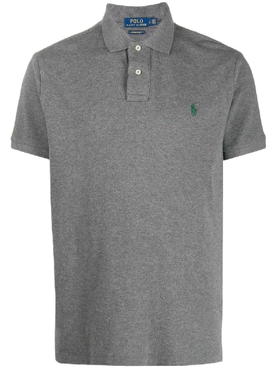 Shop Polo Ralph Lauren Contrast Logo Polo Shirt In Grey