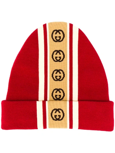 INTERLOCKING G STRIPE KNITTED HAT