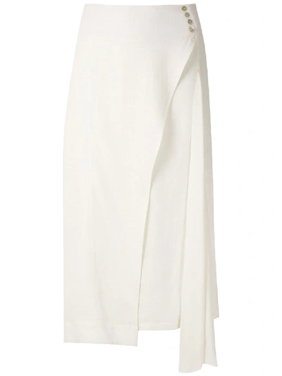Shop Olympiah Ylang Asymmetric Midi Skirt In White