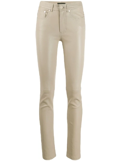 Shop Joseph Stretch Leather Trousers In Neutrals