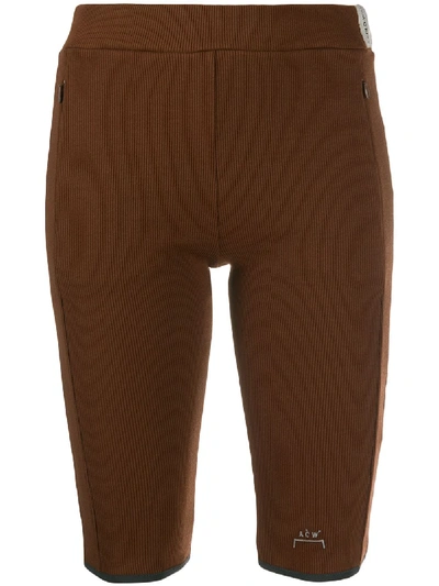 Shop A-cold-wall* Fitted Logo Shorts In Brown