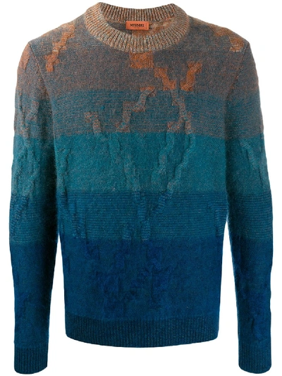 Shop Missoni Colour Block Patterned Sweater In Blue