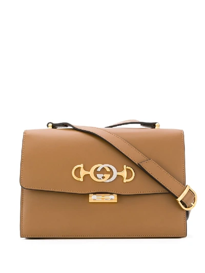 Shop Gucci Small Zumi Shoulder Bag In Brown