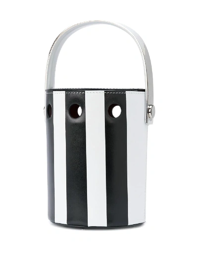 Shop Perrin Paris Le Mini Seau Striped Bucket Bag In Schwarz