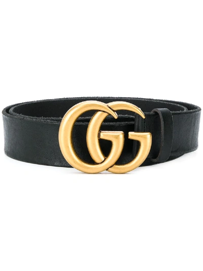 Shop Gucci Double G Buckle Belt In Black