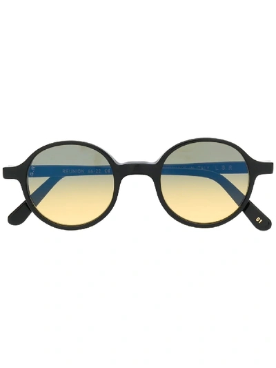 Shop Lgr Reunion Round-frame Sunglasses In Black