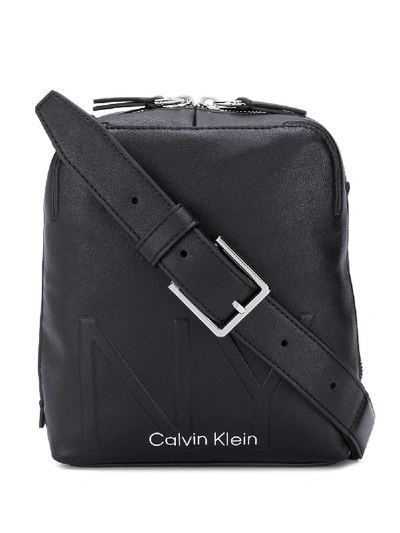Shop Calvin Klein Logo Messenger Bag In Black
