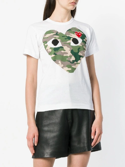 Shop Comme Des Garçons Play Logo Print T-shirt In White