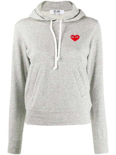 Shop Comme Des Garçons Play Logo Hoodie In Grey