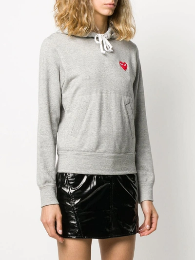 Shop Comme Des Garçons Play Logo Hoodie In Grey