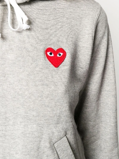 Shop Comme Des Garçons Play Logo Hoodie In Grey