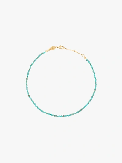 Shop Anni Lu 18k Gold-plated Wave Beaded Anklet In Blue