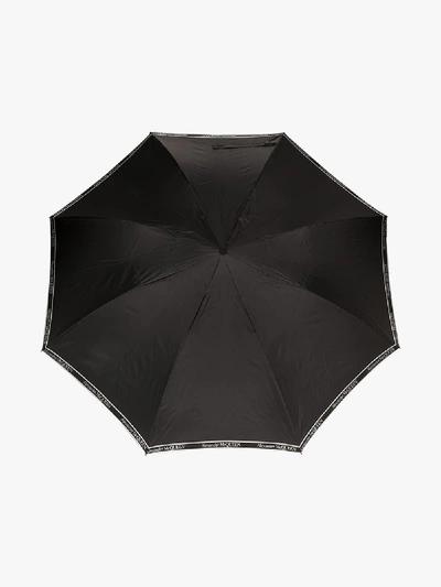 Shop Alexander Mcqueen Black Skull Handle Logo Print Umbrella