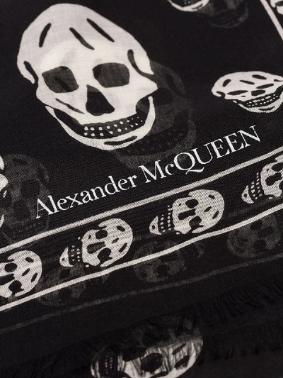 Shop Alexander Mcqueen Black Skull Print Scarf