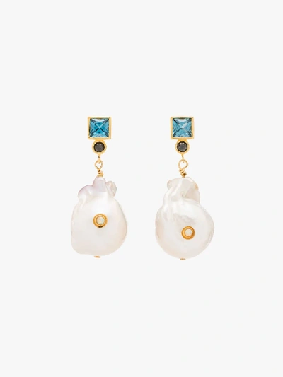 Shop Anni Lu 18k Gold-plated Bling Pearl Agate Earrings In Neutrals