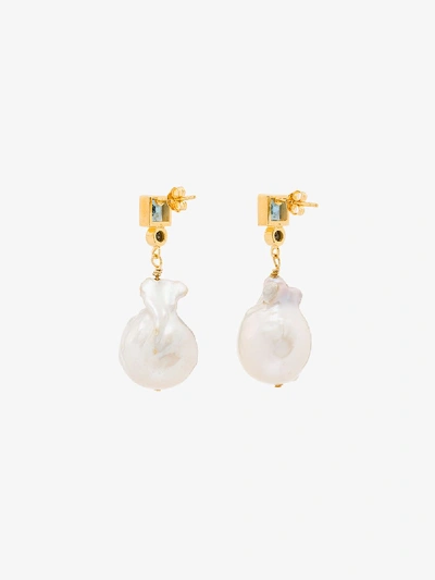 Shop Anni Lu 18k Gold-plated Bling Pearl Agate Earrings In Neutrals
