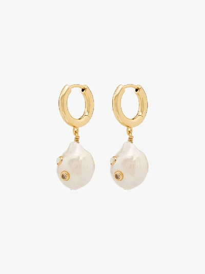 Shop Anni Lu Gold-plated Gertrude Pearl Hoop Earrings