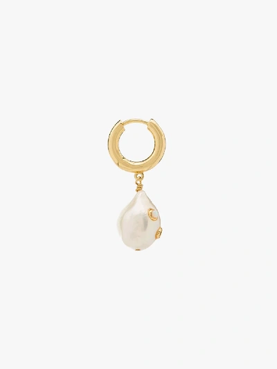 Shop Anni Lu Gold-plated Gertrude Pearl Hoop Earrings