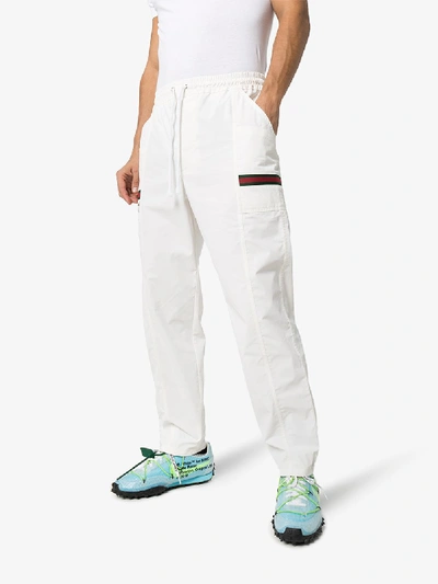 Shop Gucci Logo Band Cotton Track Pants In White