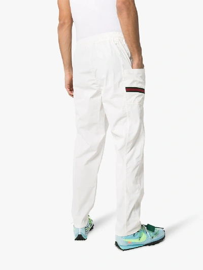 Shop Gucci Logo Band Cotton Track Pants In White