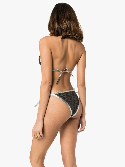 Shop Fendi Ff Logo Bikini In Brown