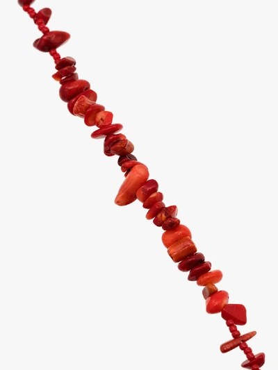 Shop Anni Lu 18k Gold-plated Coral Beaded Necklace In Red
