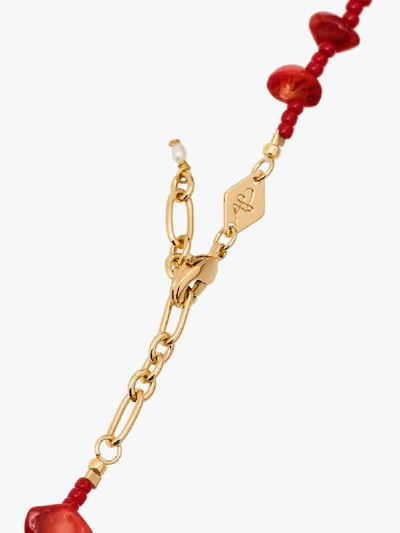 Shop Anni Lu 18k Gold-plated Coral Beaded Necklace In Red
